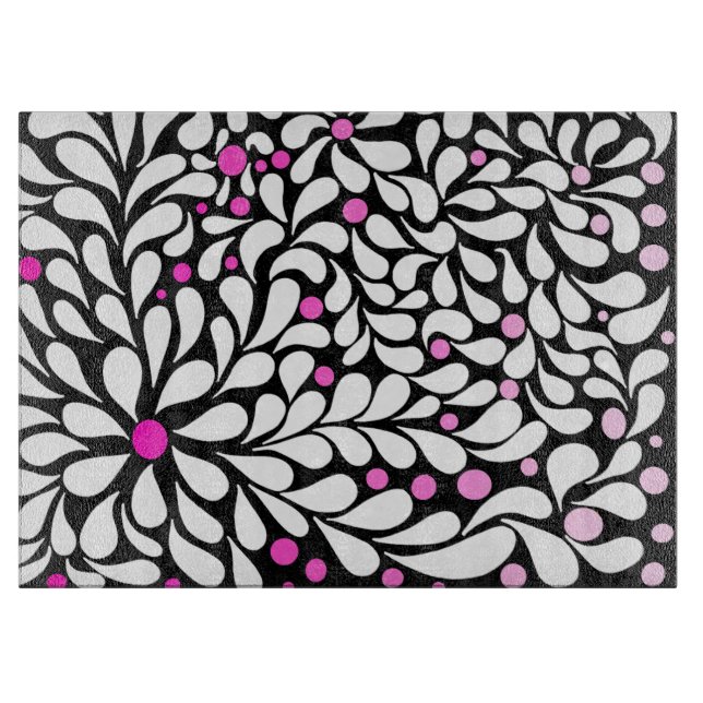 Personalised Bold modern flowers with pink ombre  Cutting Board (Front)