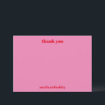 Personalised Bold Modern Pink Red Wedding Thank You Card<br><div class="desc">Express your gratitude in style with this modern minimalist wedding thank you card. Featuring a chic pink background with bold red typography, this design is perfect for couples who love a trendy, playful aesthetic. The simple yet striking layout keeps the message clear and heartfelt, making it ideal for weddings, bridal...</div>