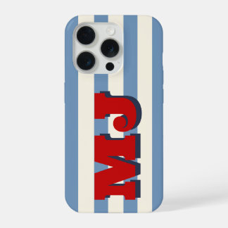 Personalised Bold Monogram, Americana Stripe iPhone 15 Pro Case
