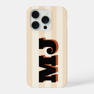 Personalised Bold Monogram, Neutral Stripe iPhone 15 Pro Case