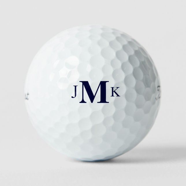 Personalised Bold Navy Monogram Titleist Pro VI Golf Balls (Front)