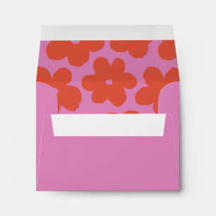 Personalised Bold Retro Pink and Orange Floral Envelope