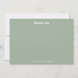 Personalised Bold Sage Green Chic Modern Wedding Thank You Card