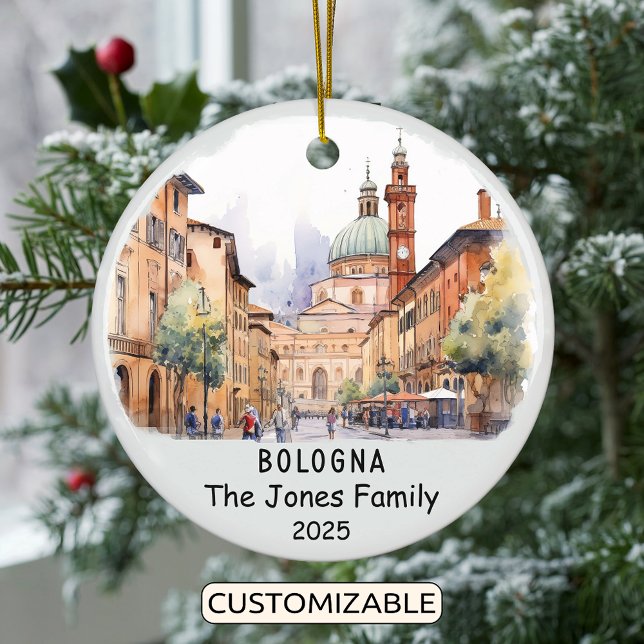 Personalised Bologna Ornament, Italy Ceramic Ornament (Creator Uploaded)