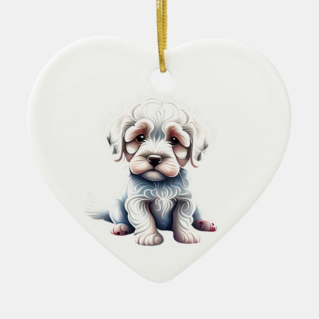 Personalised Bolognese Puppy Ceramic Ornament (Front)