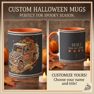 Personalised Bone Dry Delivery Skeleton Halloween Mug