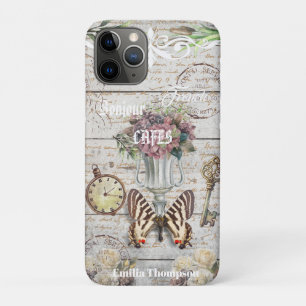 Personalised Bonjour trendy rustic artwork French iPhone 11 Pro Case