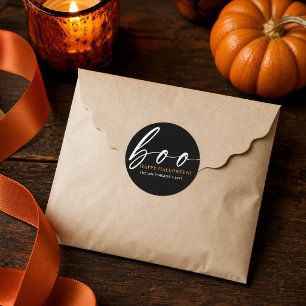Personalised Boo Happy Halloween Black Classic Round Sticker