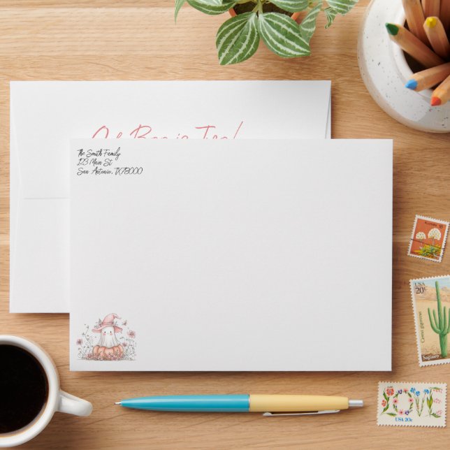 Personalised Boo is Two Halloween Birthday Envelope (Desk)