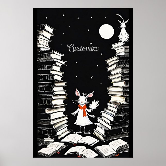 Personalised Book Bunny Poster (Front)