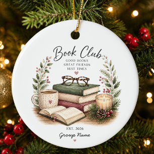 Personalised Book Club Christmas Gift Ceramic Ornament