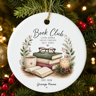 Personalised Book Club Christmas Gift Ceramic Ornament