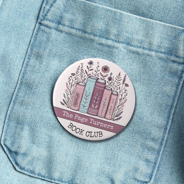 Personalised Book Club Floral 7.5 Cm Round Badge (Creator Uploaded)