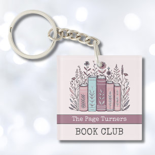 Personalised Book Club Floral Key Ring