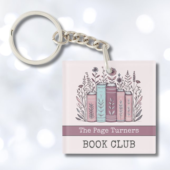 Personalised Book Club Floral Key Ring (Creator Uploaded)