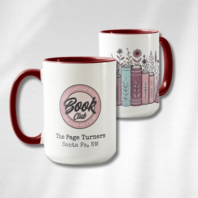 Personalised Book Club Logo & Floral Mug (Creator Uploaded)
