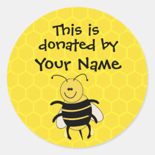 Personalised Book Donation Sticker Honeybee Custom