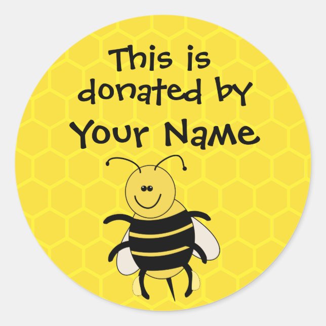 Personalised Book Donation Sticker Honeybee Custom (Front)