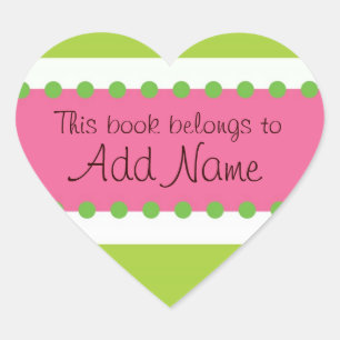 Personalised Book Lable Heart Sticker
