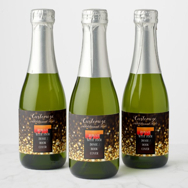 Personalised Book Launch Gold Mini Sparkling Wine Label (Bottles)