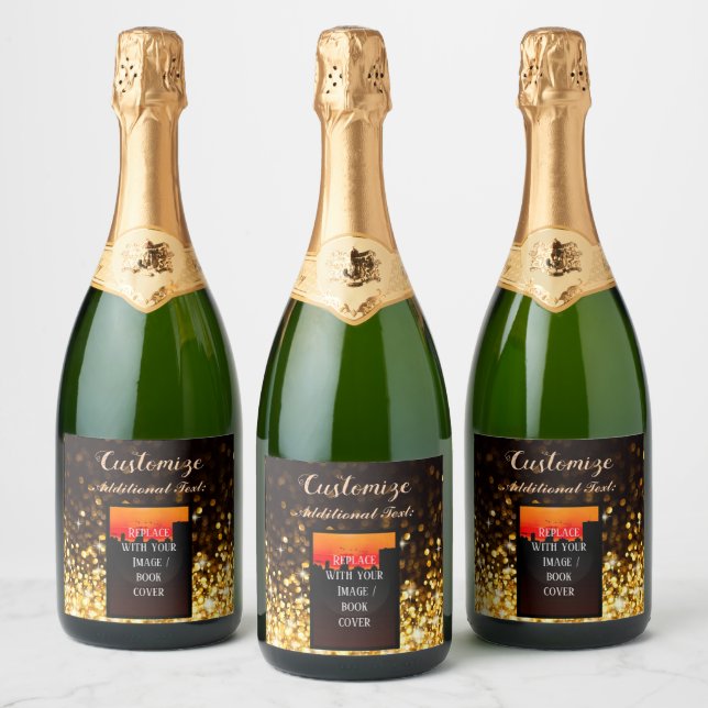 Personalised Book Launch Gold Sparkling Wine Label (Bottles)