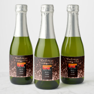 Personalised Book Launch Rose Gold Mini Sparkling Wine Label