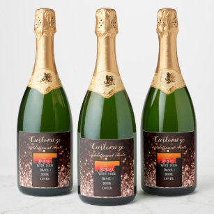 Personalised Book Launch Rose Gold Sparkling Wine Label