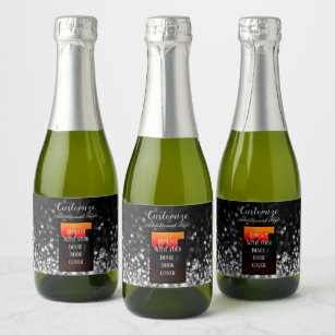 Personalised Book Launch Silver Mini Sparkling Wine Label