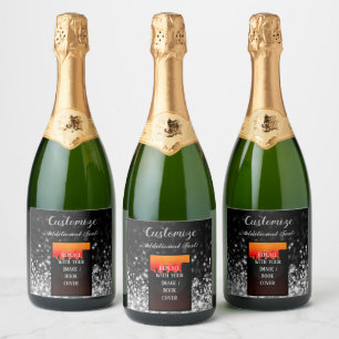 Personalised Book Launch Silver Sparkling Wine Label