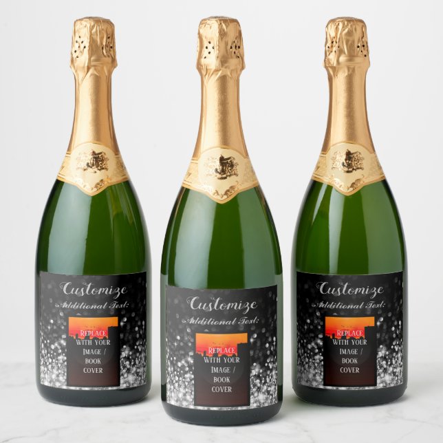 Personalised Book Launch Silver Sparkling Wine Label (Bottles)
