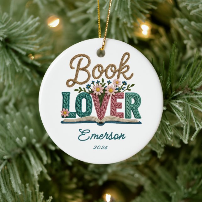 Personalised Book Lover Christmas Ornament (Tree)