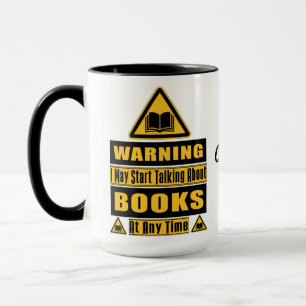Personalised Book Lover's Warning Sign Mug