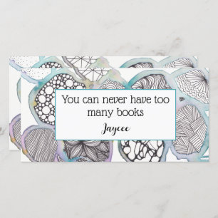 Personalised book mark, mixed media doodle art thank you card