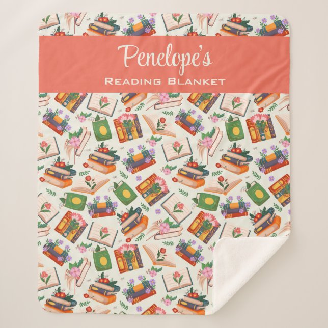 Personalised Book Reading  Sherpa Blanket (Front)