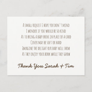 Personalised BOOK Request Poem Card Baby Shower