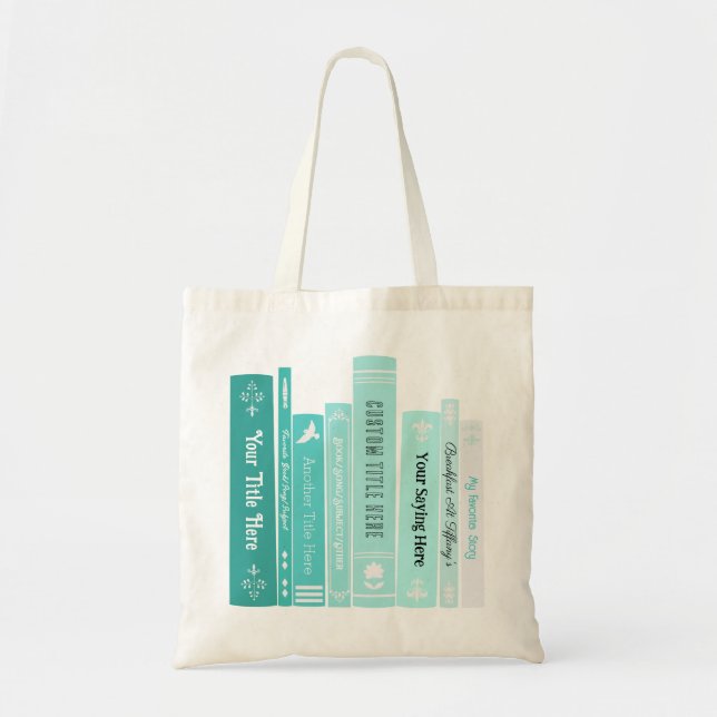 Personalised Book Tote / Shopping Bag (Teal Blue) (Front)