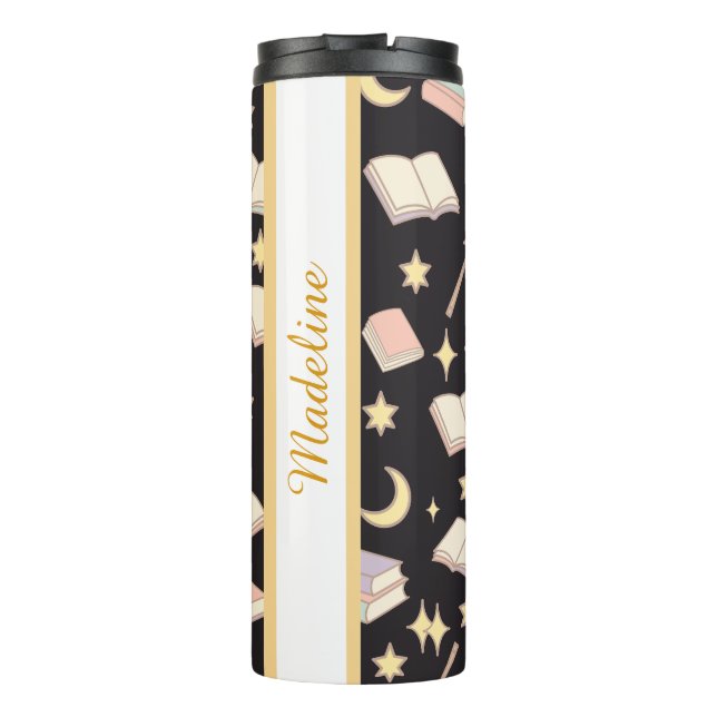 Personalised Bookish Girly Dark Magic Cute Name Thermal Tumbler (Back)