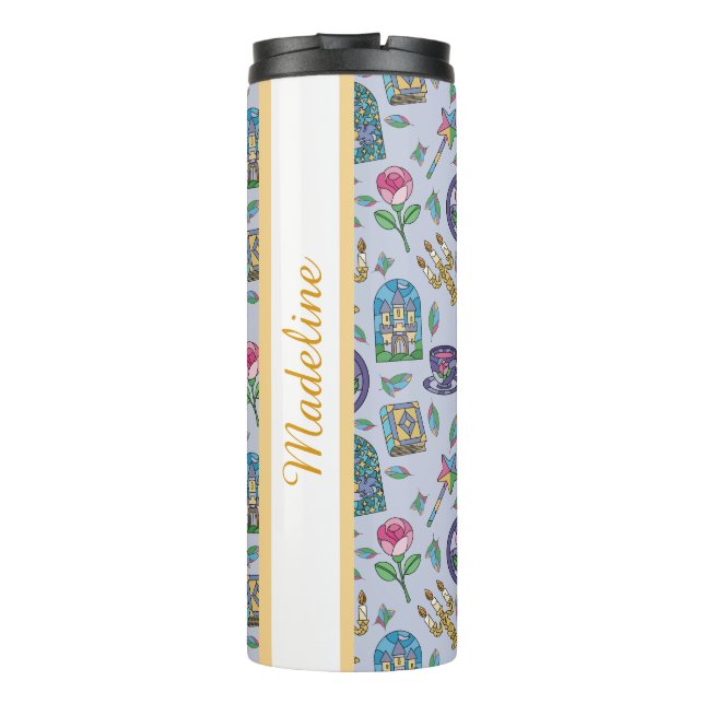 Personalised Bookish Girly Purple Cute Beauty Name Thermal Tumbler (Back)