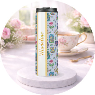 Personalised Bookish Girly Purple Cute Beauty Name Thermal Tumbler
