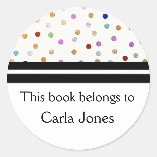 Personalised Bookplates - Colourful Dots Classic Round Sticker (Front)