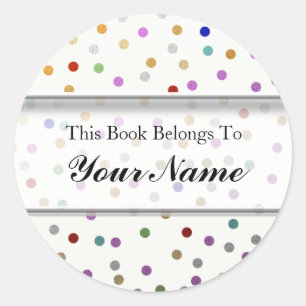 Personalised Bookplates - Colourful Dots Classic Round Sticker