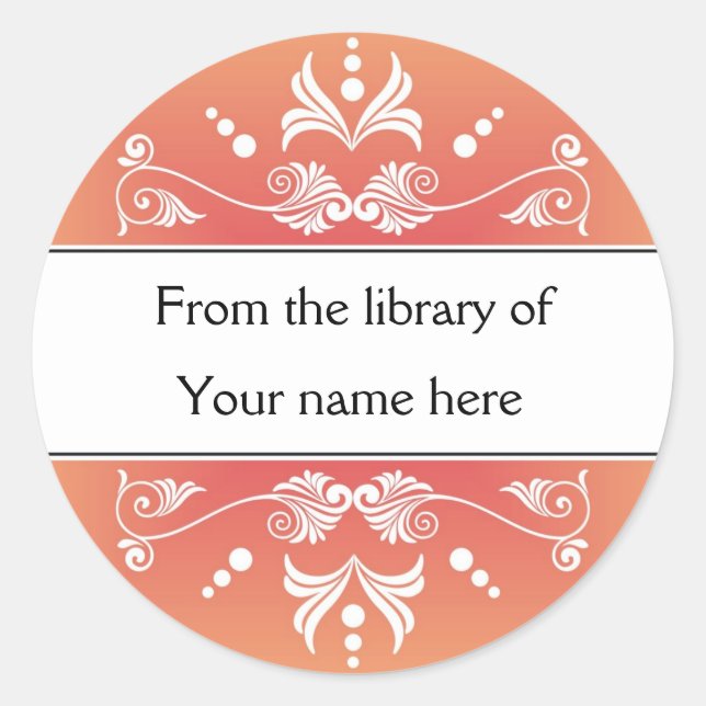 Personalised Bookplates - Colourful Flourishes Classic Round Sticker (Front)