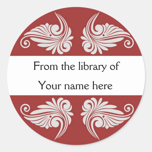 Personalised Bookplates - Flourishes Classic Round Sticker (Front)