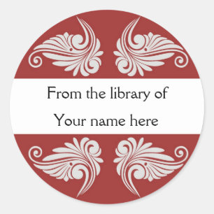 Personalised Bookplates - Flourishes Classic Round Sticker