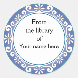 Personalised Bookplates - White Swirls Classic Round Sticker