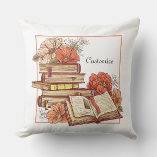 Personalised Books And Flowers   Cushion