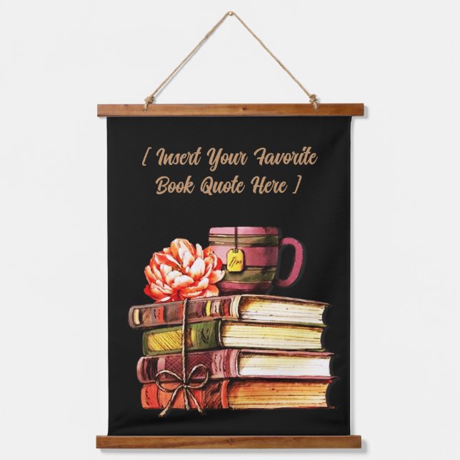 Personalised Books And Tea Black Hanging Tapestry (Front)