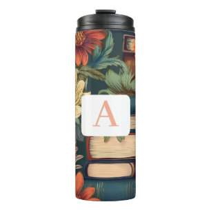 Personalised Books & Flowers with Monogram Thermal Tumbler