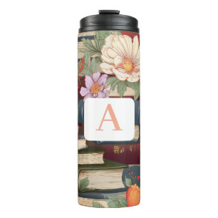 Personalised Books & Flowers with Monogram Thermal Tumbler