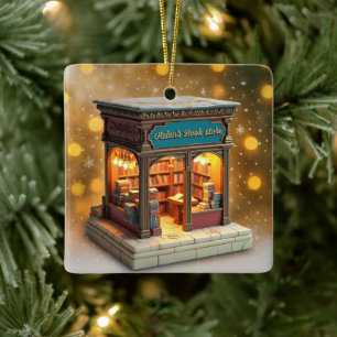 Personalised Bookstore Christmas Ceramic Ornament